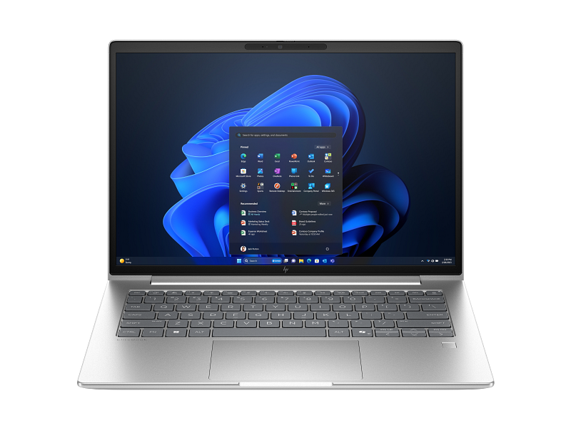 Open HP laptop, showcasing the monitor and keyboard