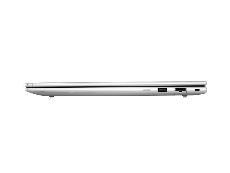 HP silver laptop side view